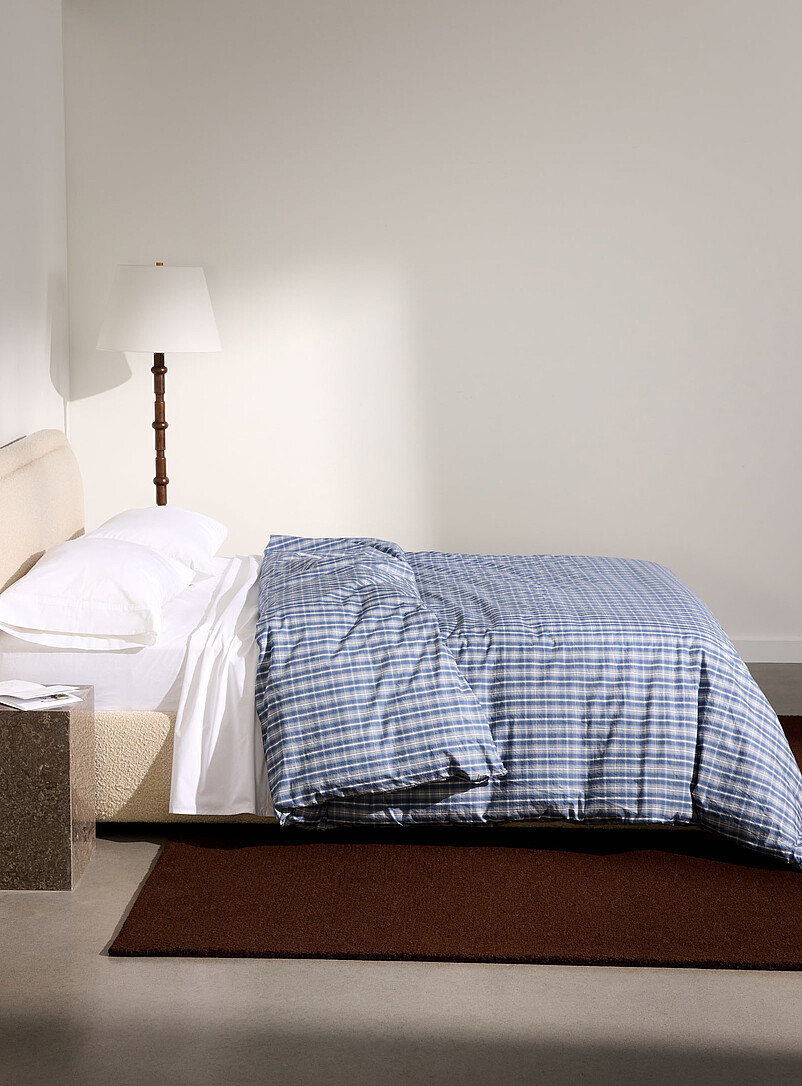 Checkered pure organic cotton percale duvet cover product image (primary)