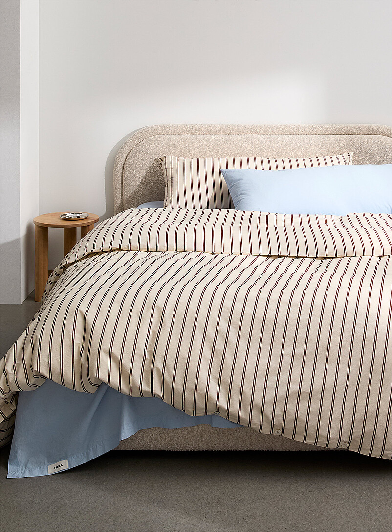 Striped 100% organic cotton percale duvet cover product image (primary)