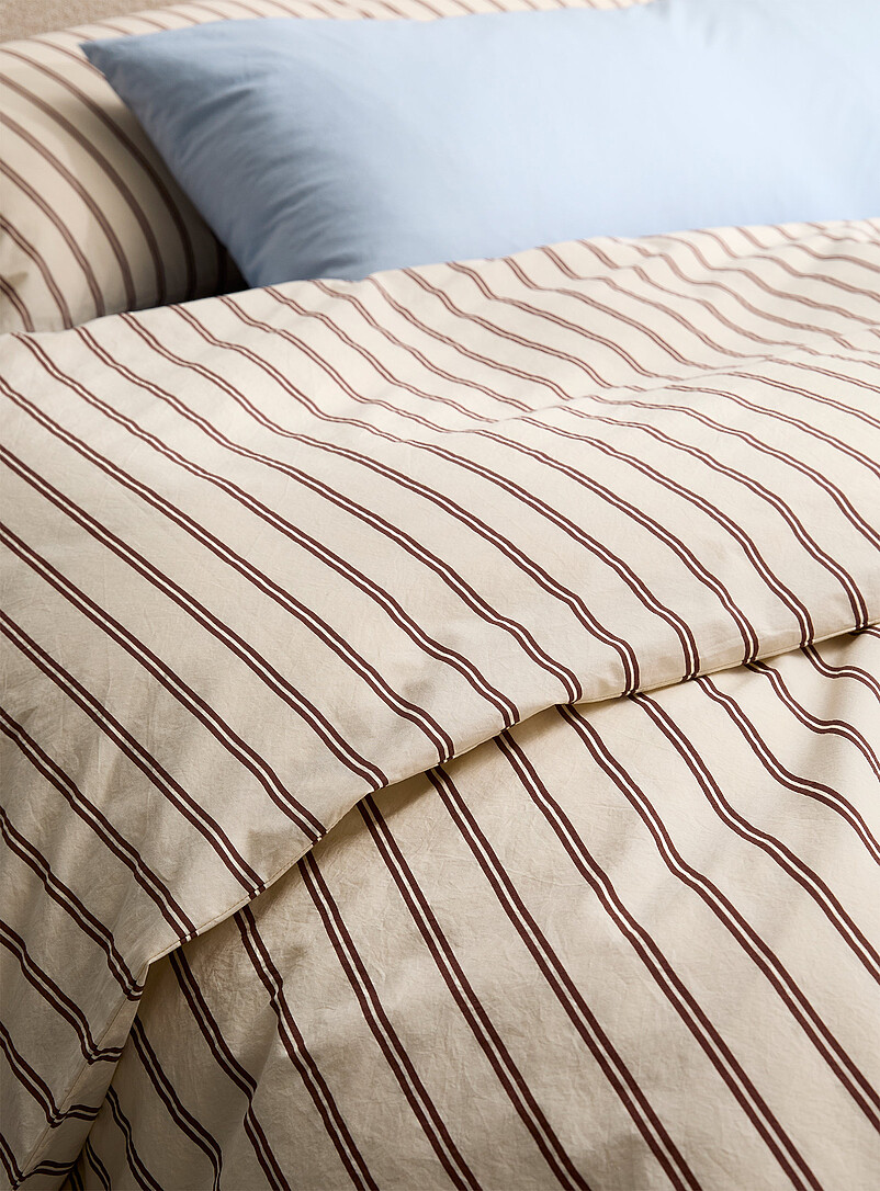 Striped 100% organic cotton percale duvet cover product image 2