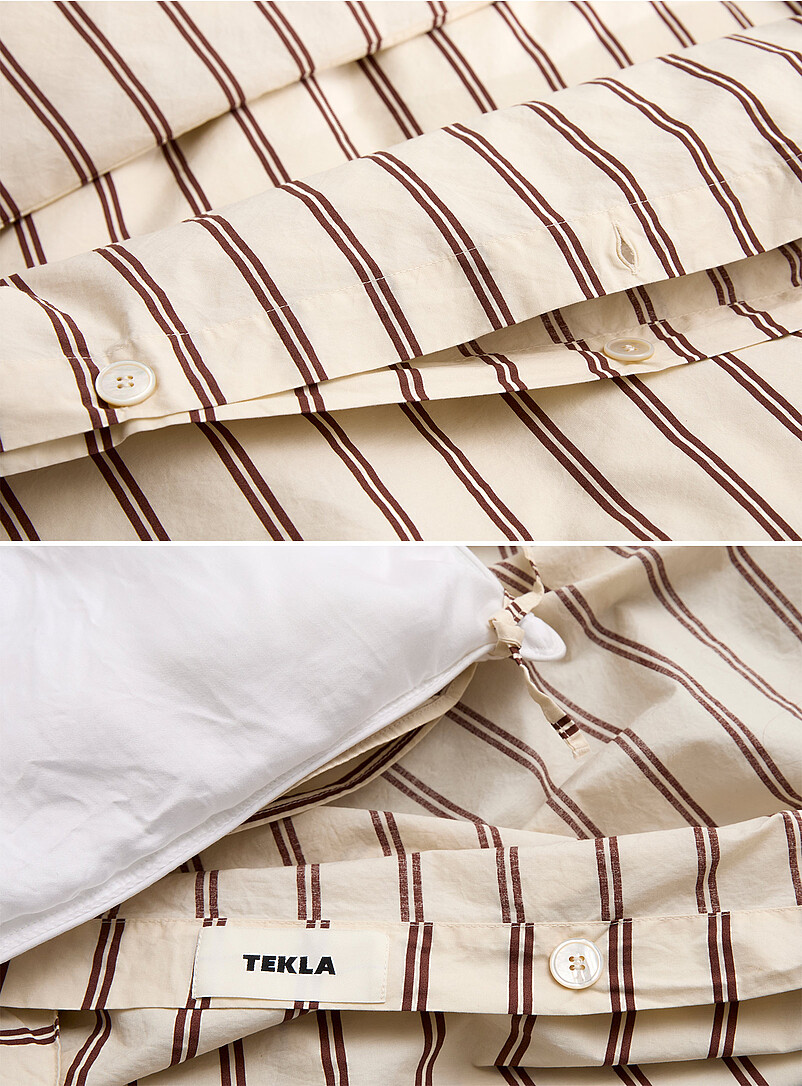Striped 100% organic cotton percale duvet cover product image 3