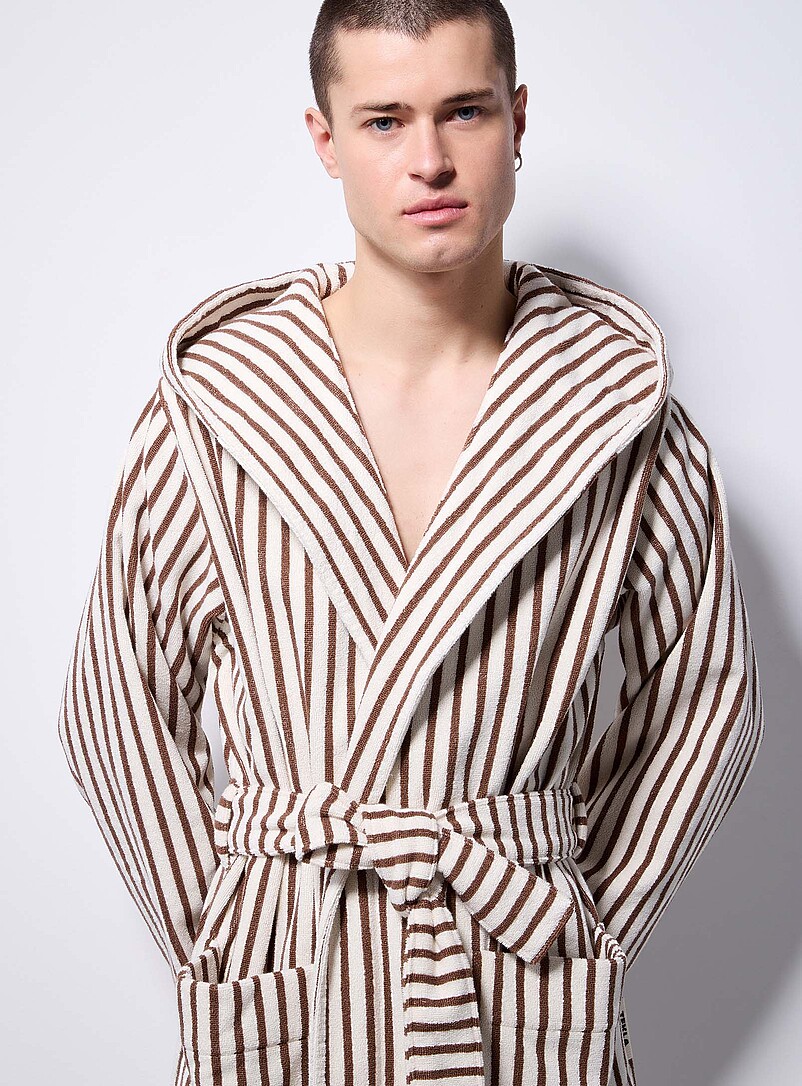 Hooded striped terry bathrobe product image 2