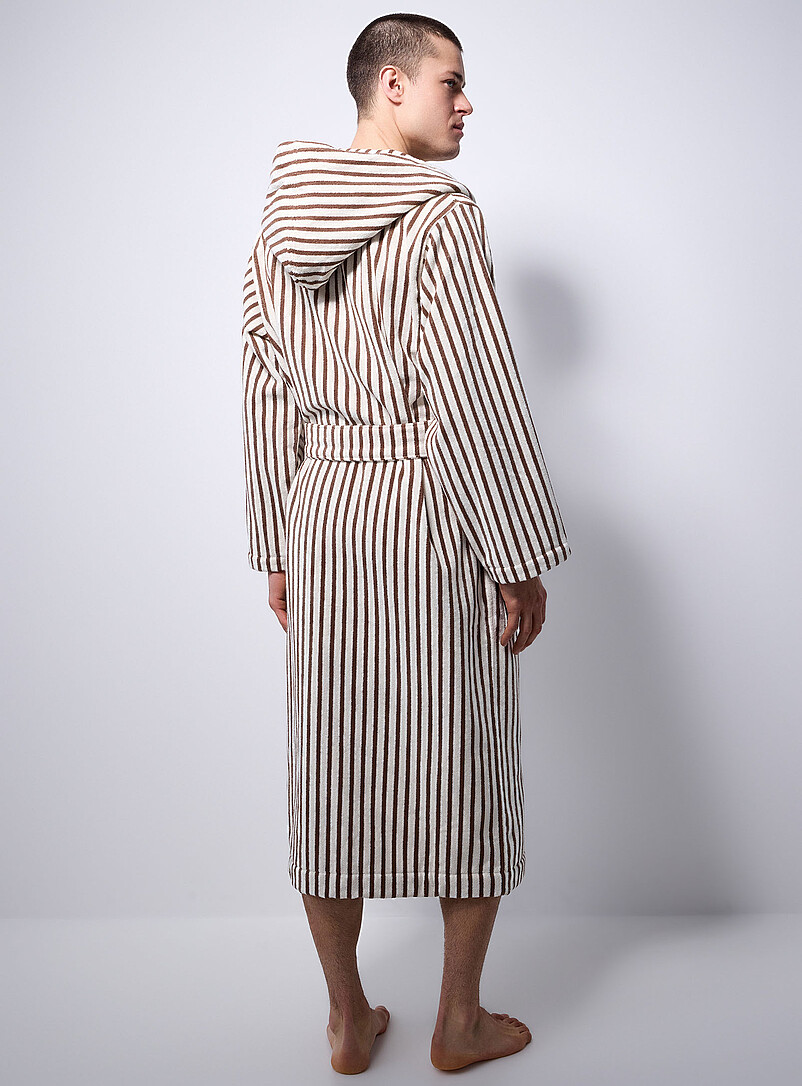 Hooded striped terry bathrobe product image 3