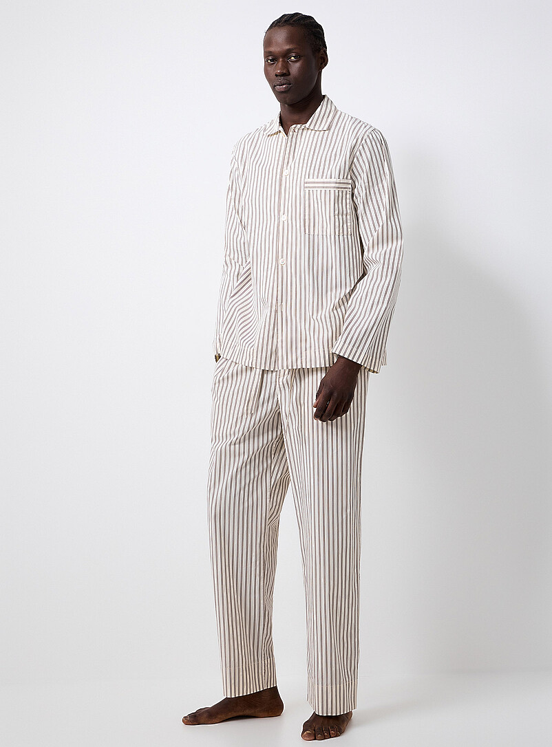 Oatmeal and chocolate striped poplin shirt product image 2