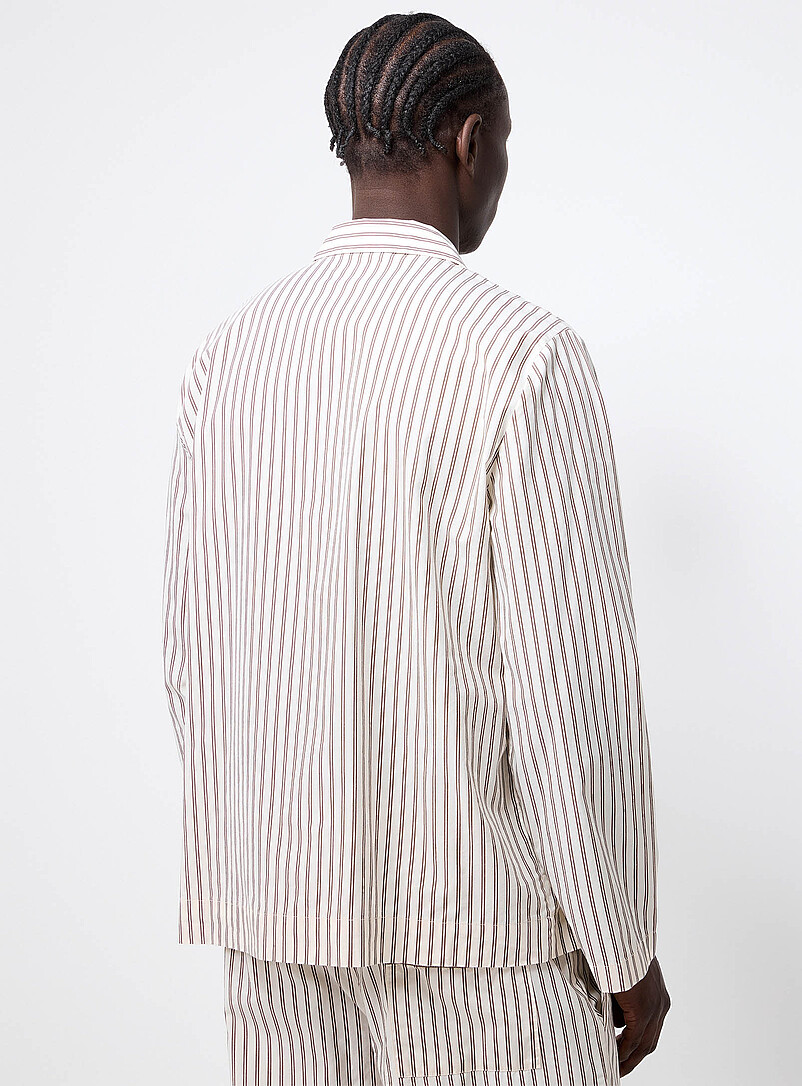 Oatmeal and chocolate striped poplin shirt product image 3