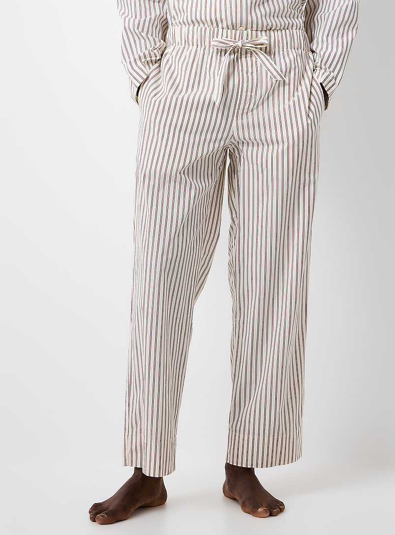 Oatmeal and chocolate striped poplin pyjama pant product image 2
