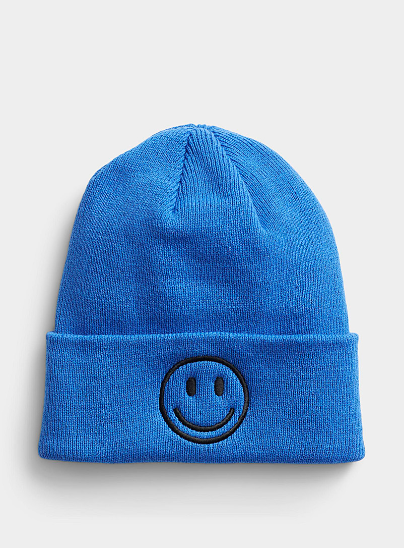 Simons Sapphire Blue Smiley face tuque for women