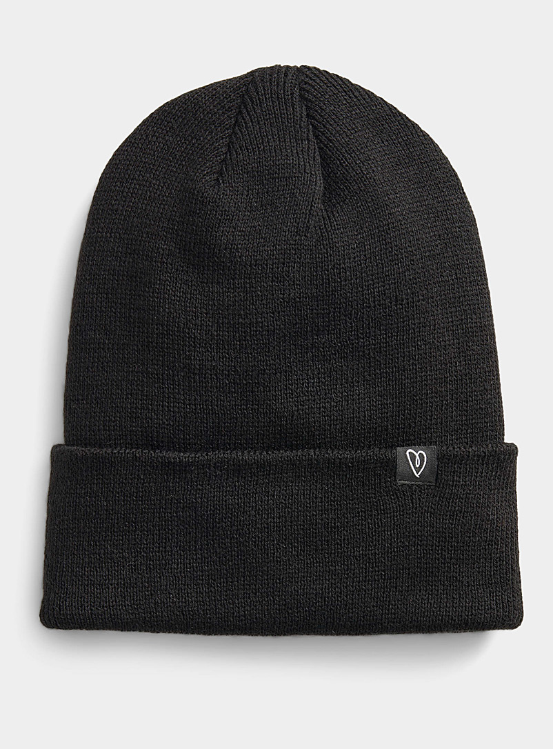 Simons Black Ribbed cuff tuque for women