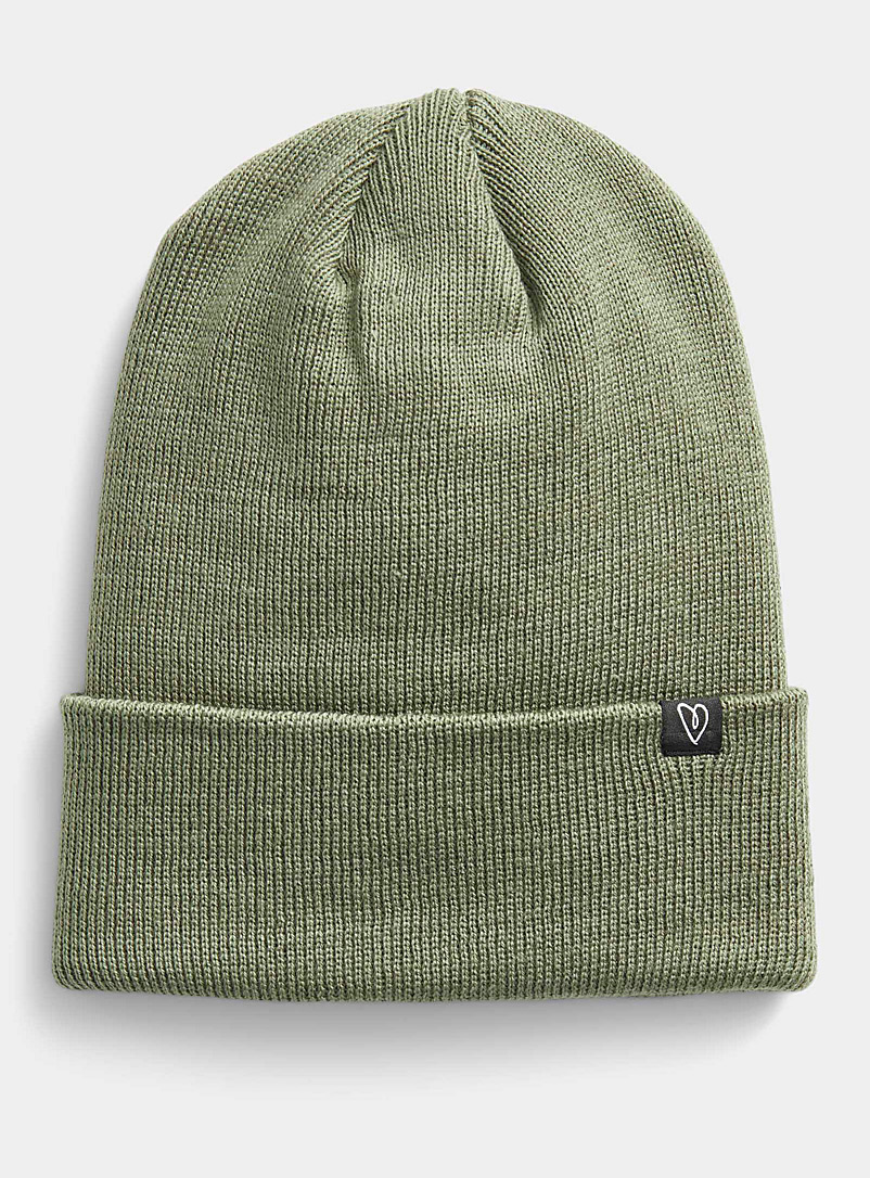 Simons Bottle Green Ribbed cuff tuque for women