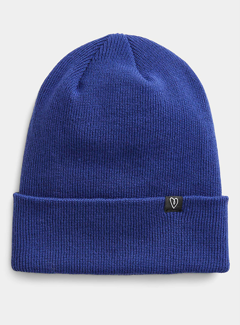 Simons Blue Ribbed cuff tuque for women