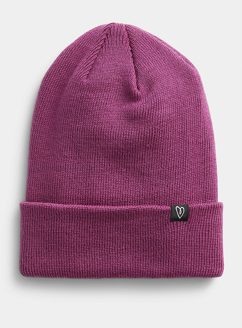 Simons Mauve Ribbed cuff tuque for women
