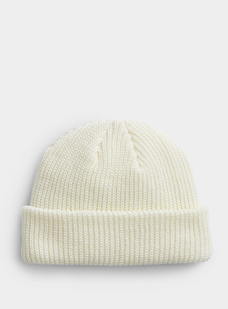 Djab White Cuffed docker tuque Made in Canada for men