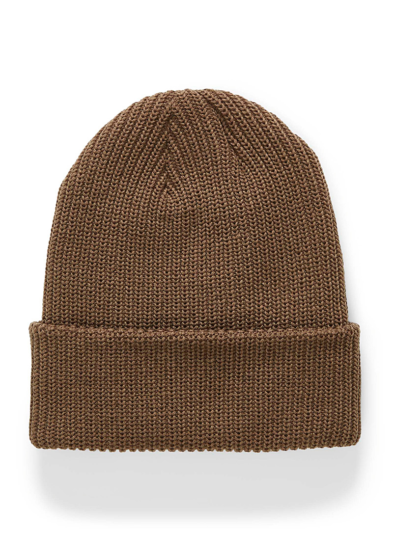 Le 31 Brown Colourful ribbed tuque for men