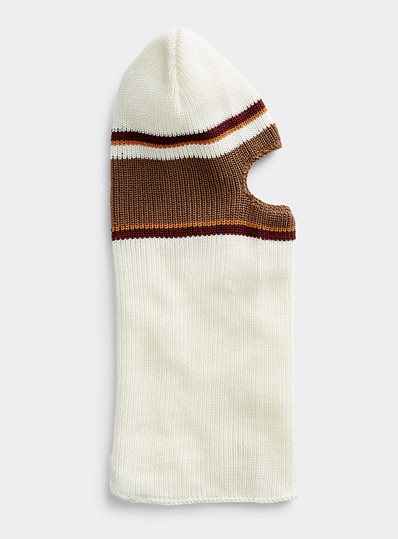 Djab Patterned White Striped knit balaclava Made in Canada for men