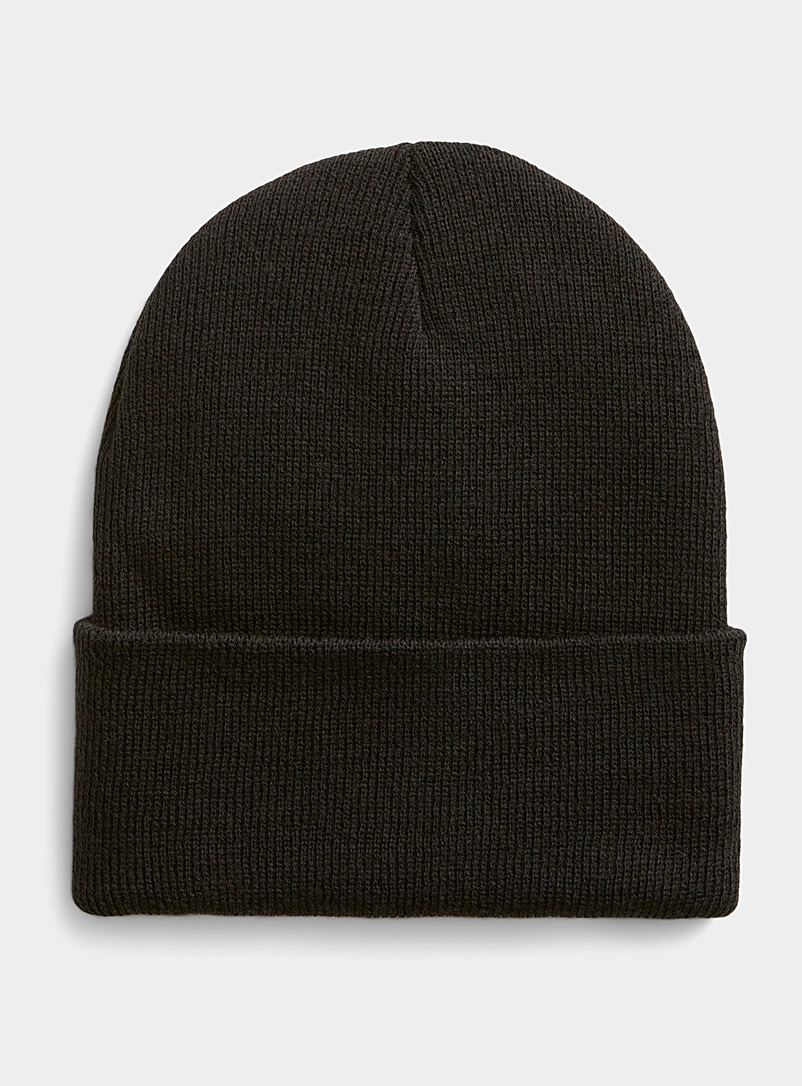 Le 31 Black Colourful ribbed tuque for men