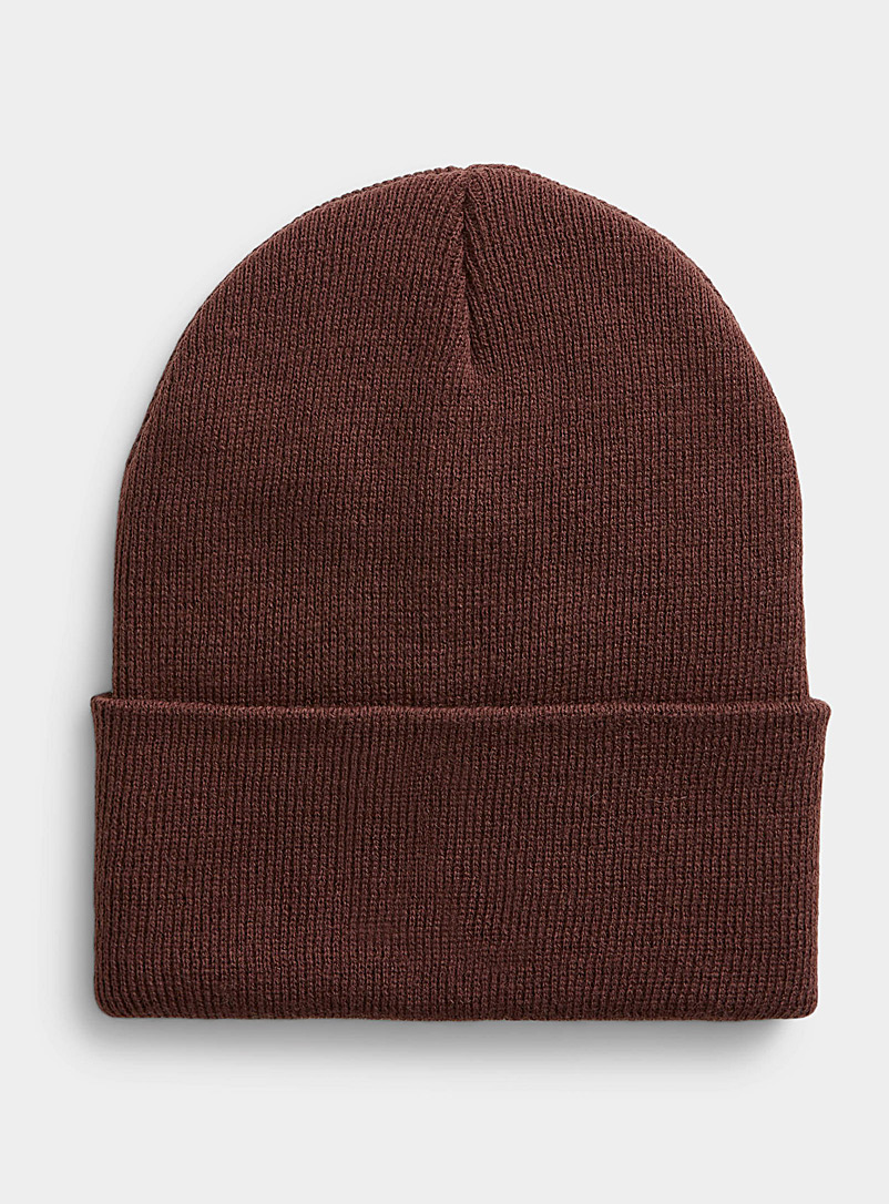 Le 31 Brown Colourful ribbed tuque for men