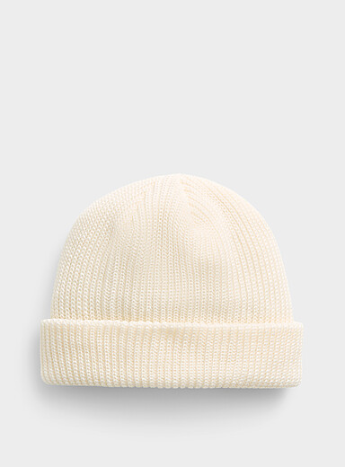 Djab White Cuffed docker tuque <b>Made in Canada</b> for men