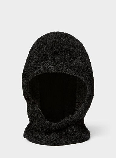 Fluffy rib-knit balaclava