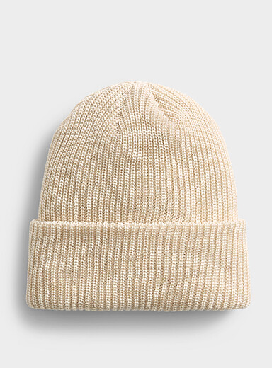 Solid-colour ribbed tuque