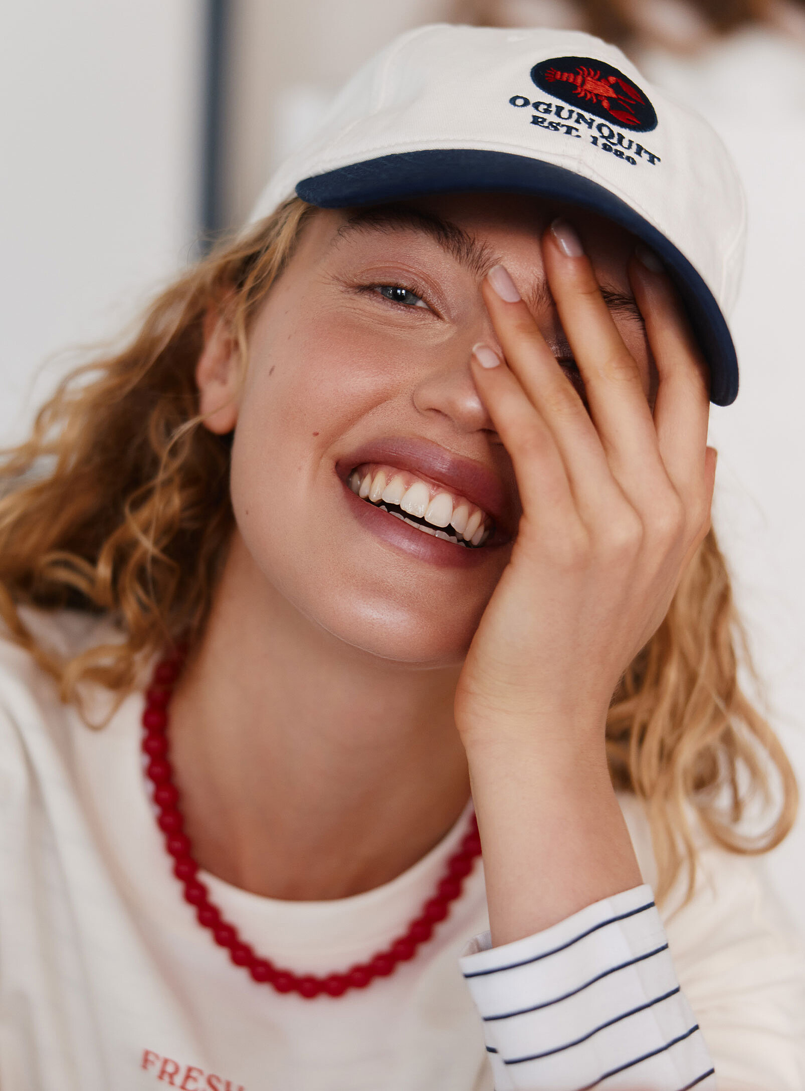Simon's Ogunquit Two-tone Baseball Cap In Off White