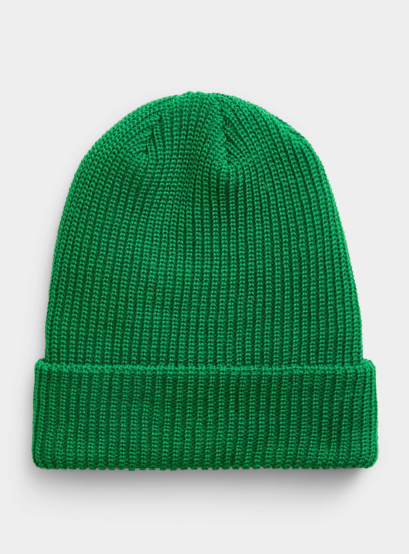 Simon's Solid-colour Ribbed Tuque In Green