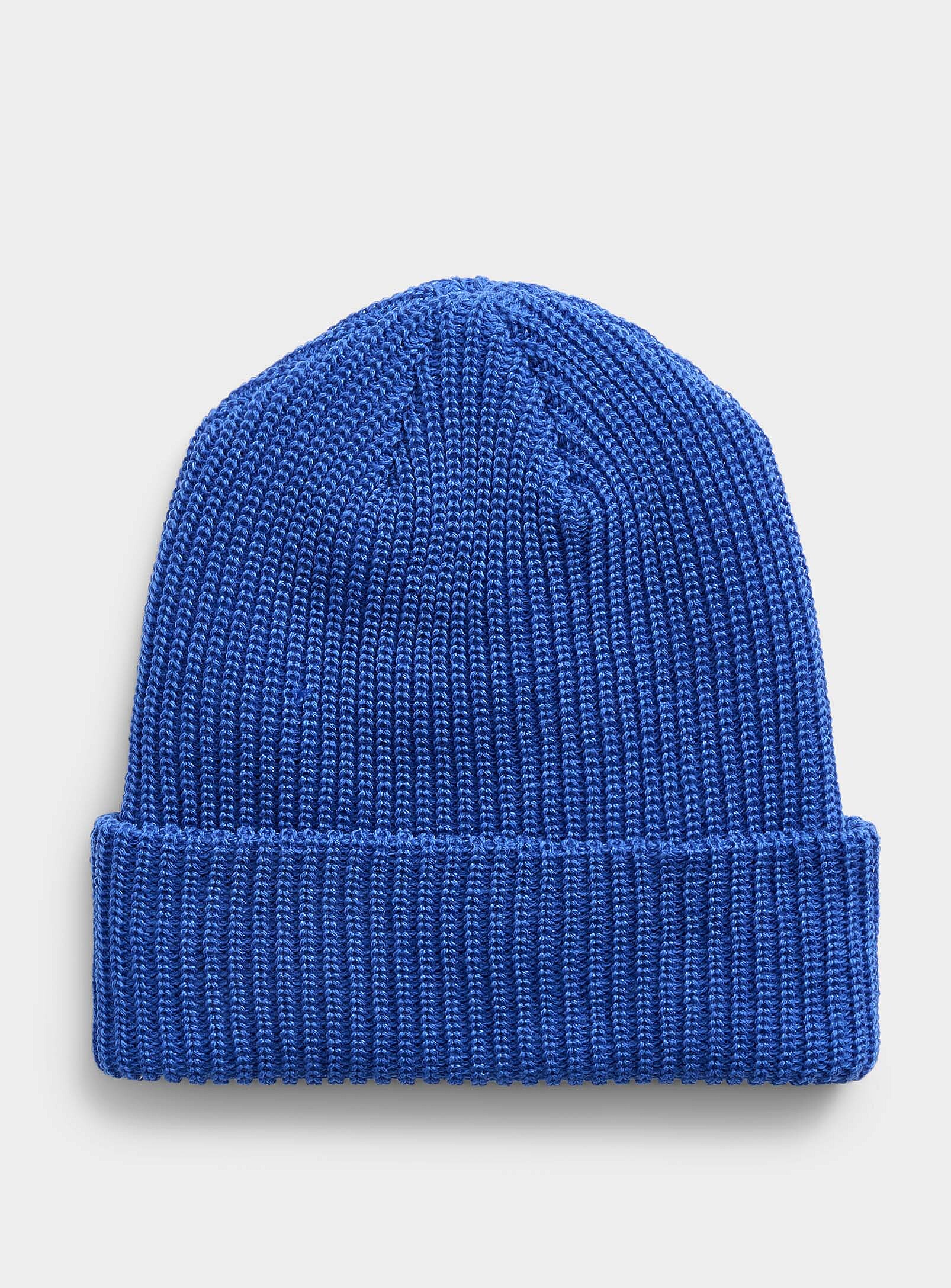 Simon's Solid-colour Ribbed Tuque In Blue