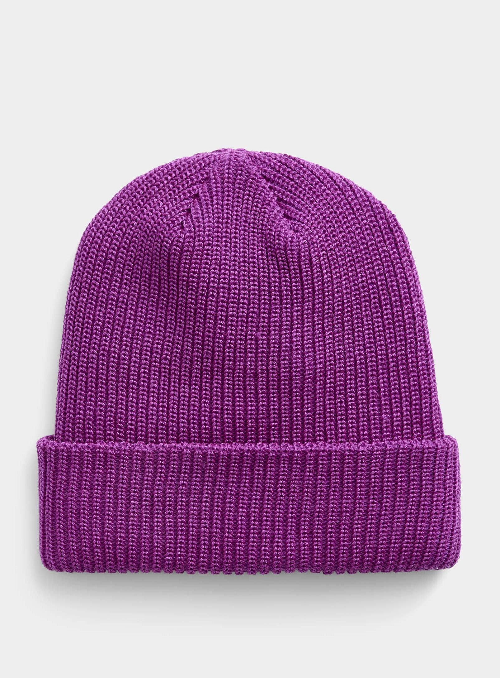 Simon's Solid-colour Ribbed Tuque In Purple