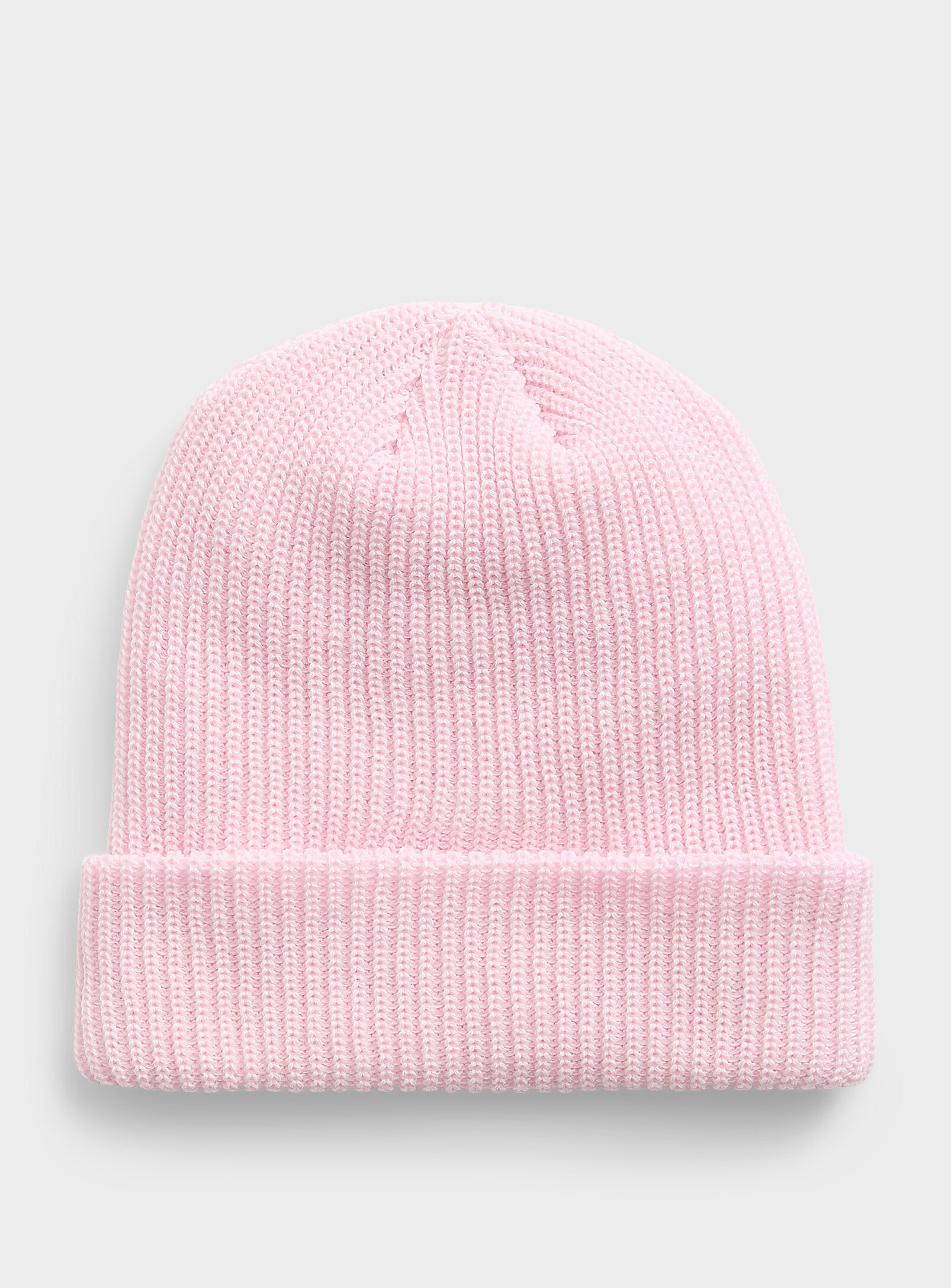 Simon's Solid-colour Ribbed Tuque In Pink