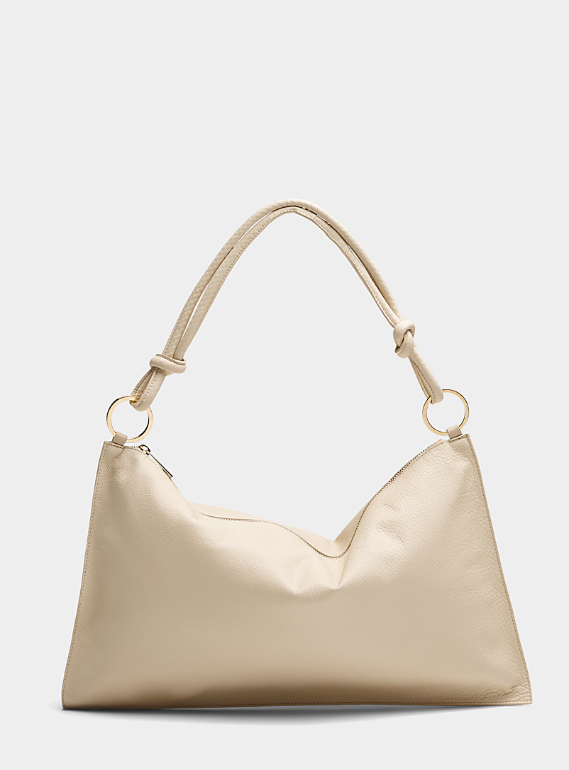 Arron Cream Beige Siena golden ring leather bag for women