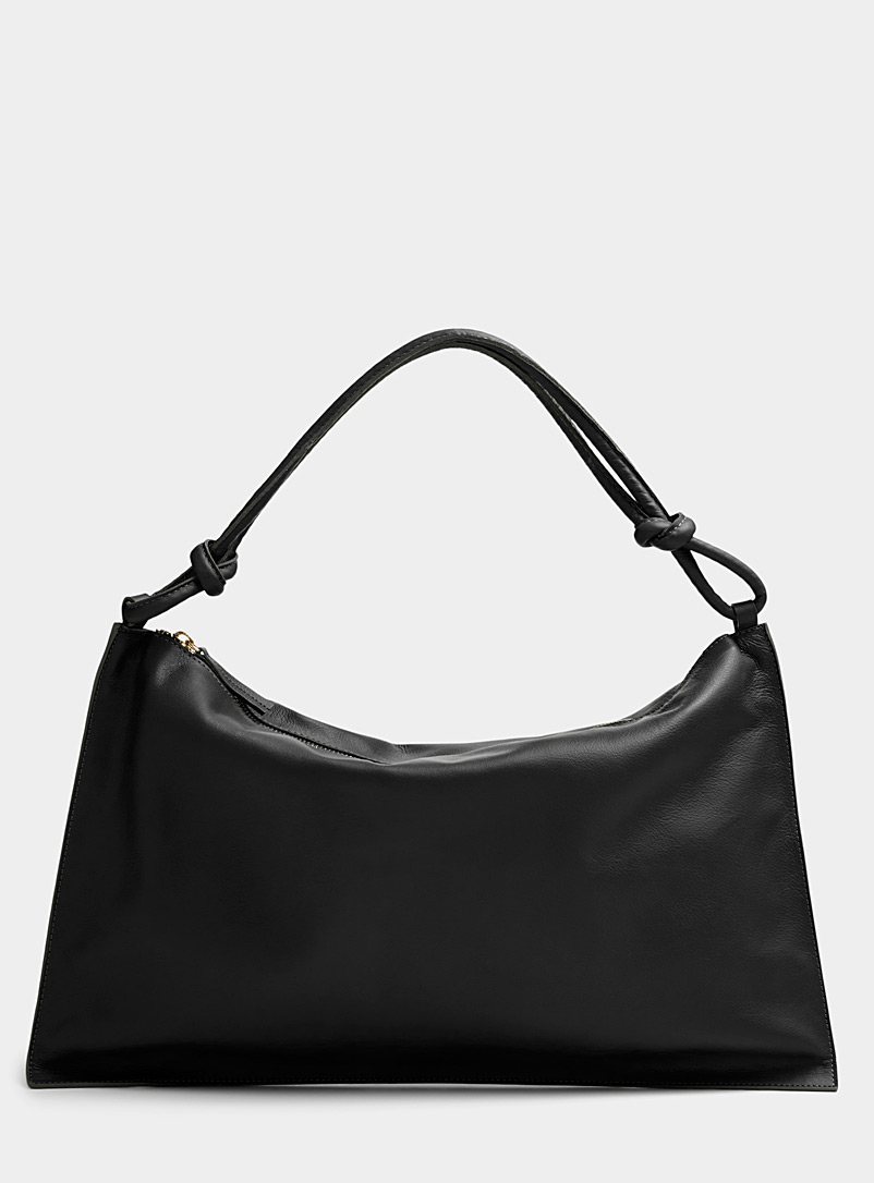 Arron Black Tie-handle leather bag for women