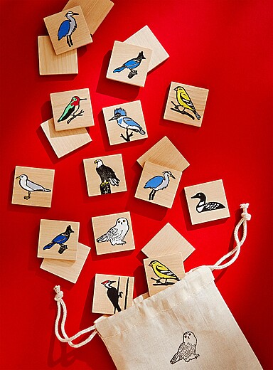 Le jeu de m&eacute;moire en bois Les oiseaux