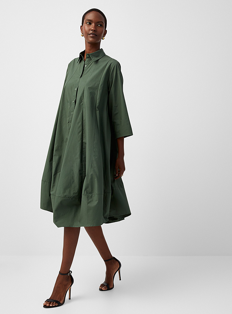 Contemporaine: La robe chemise popeline trapèze Vert pour femme