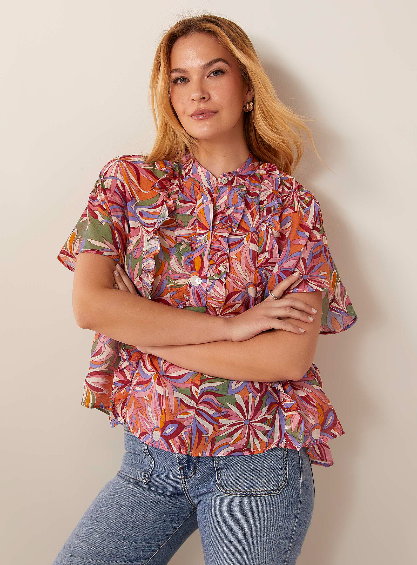 Contemporaine Magical Garden Ruffled Blouse In Assorted