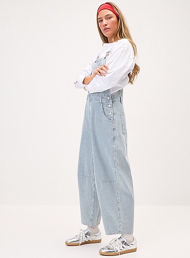 Barrel-leg overalls