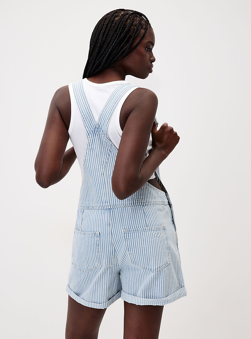 Twik Baby Blue Denim overall shorts for women