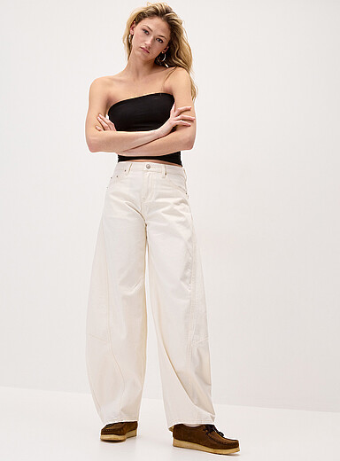 Twik Off White Low-rise barrel jean for women