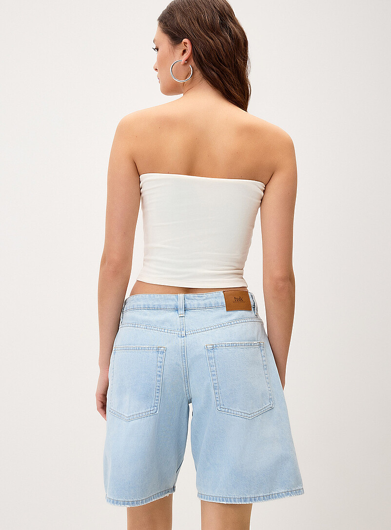 Twik Off White Low-rise jort for women