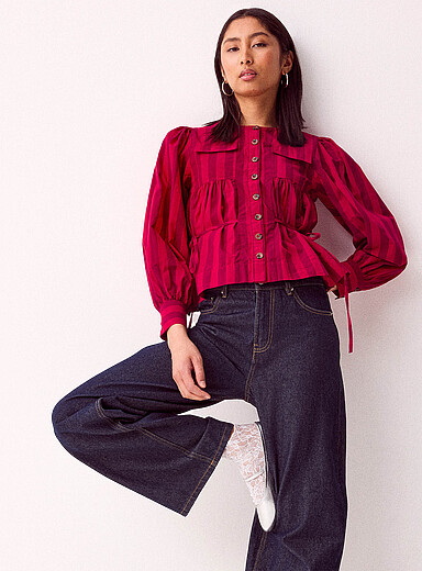 Blouse Viscose Ecovero Oeko-Tex Manches Longues Rouge - Egine Cherry - Des Petits Hauts