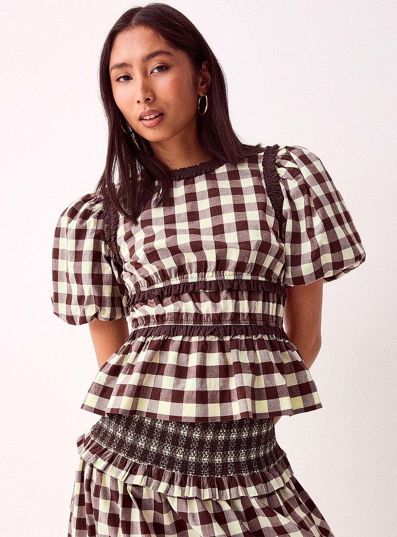 Everly removable puff sleeves blouse | Damson Madder | Women's Blouses ...