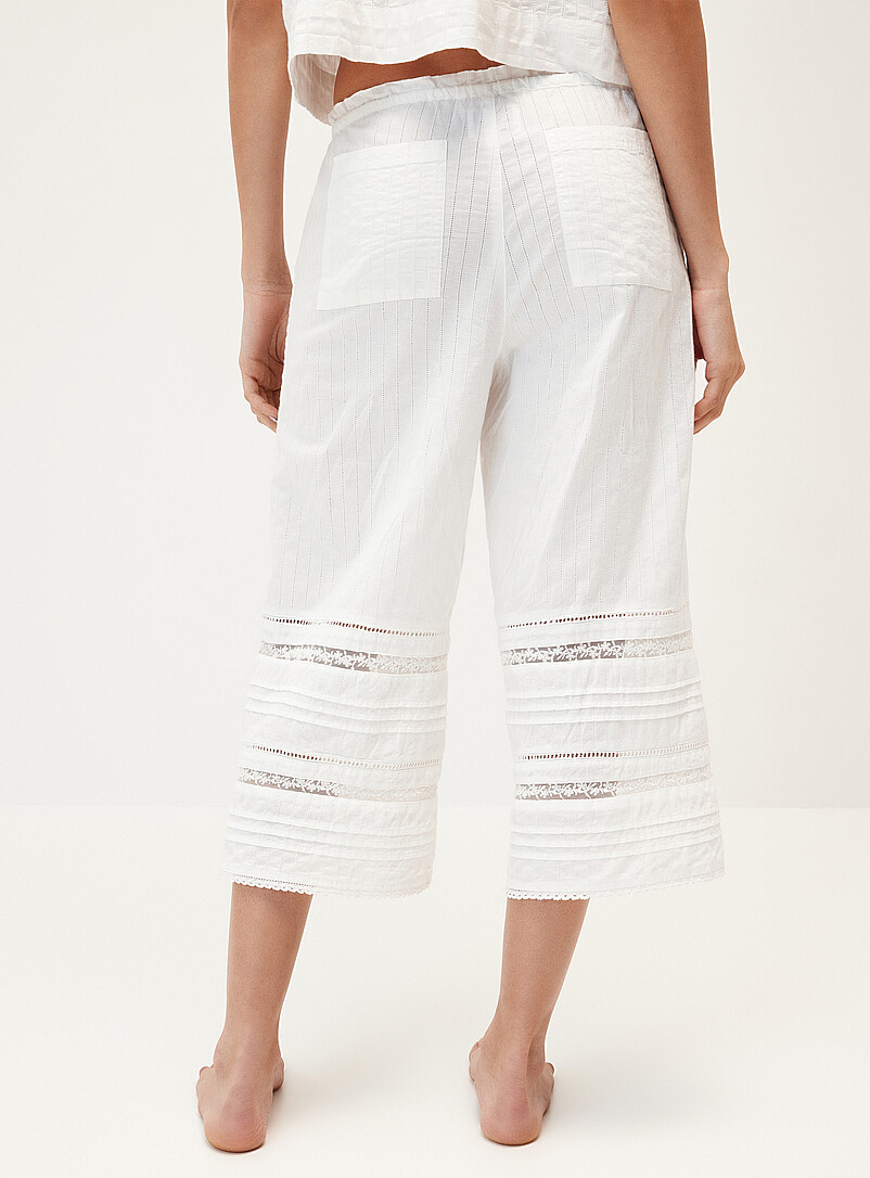 Damson Madder White Elodie openwork stripes lounge capri pant for women