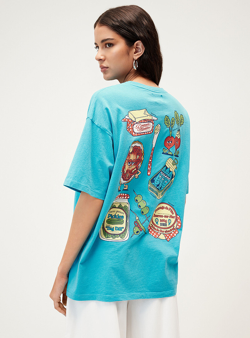 Damson Madder Baby Blue Girl Dinner loose T-shirt for women