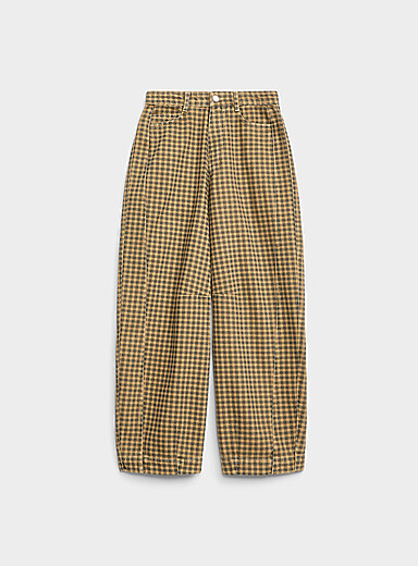 Damson Madder: Le jean ballon vichy grunge Jaune pour femme