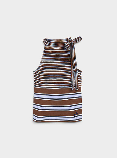Damson Madder: La camisole ray&eacute;e col foulard Bleu &agrave; motifs pour femme