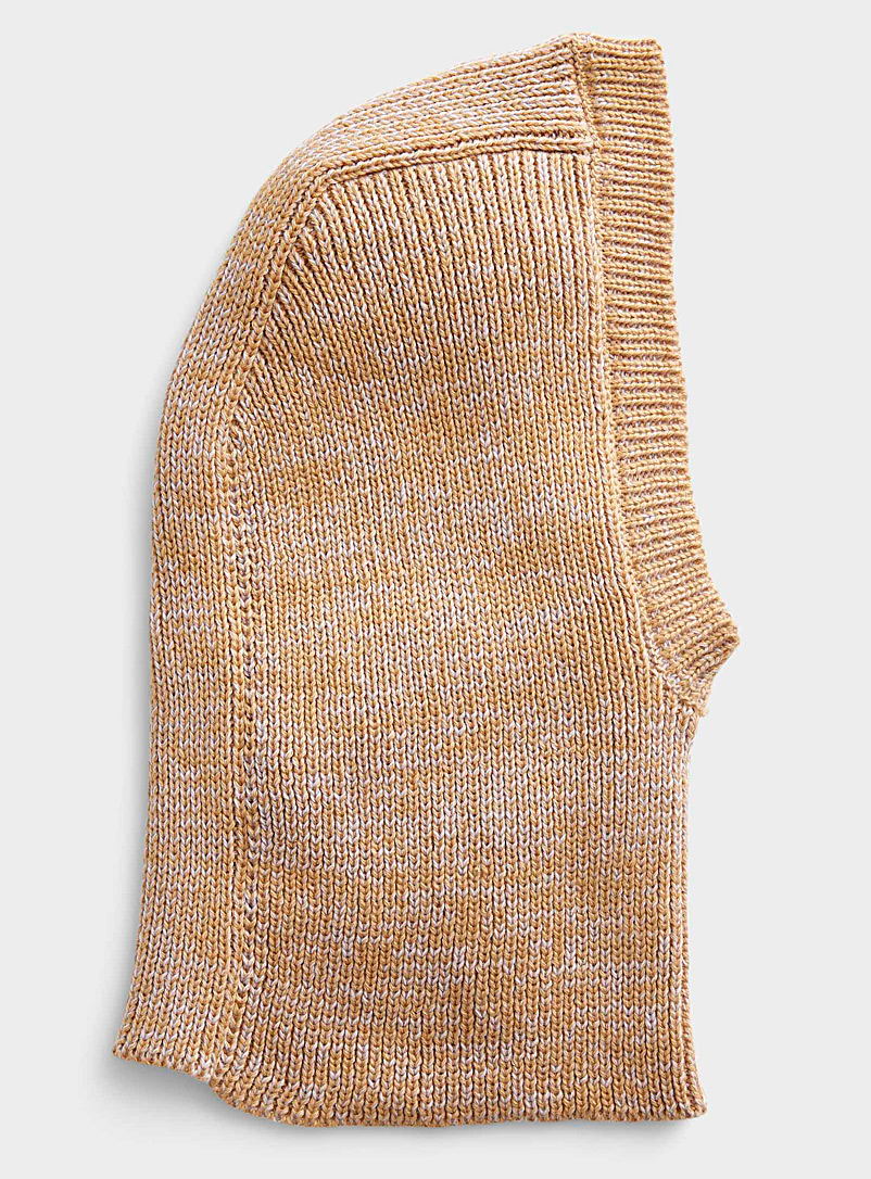 Damson Madder Honey Caramel heathered knit balaclava for women