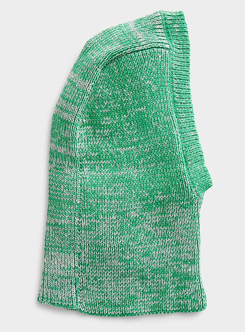 Damson Madder: La cagoule tricot chiné verte Vert bouteille pour femme
