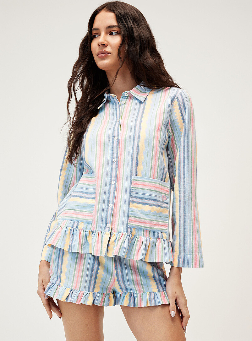 Flori Ruffled Hem Striped Shirt