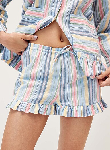 Flori ruffled striped lounge short