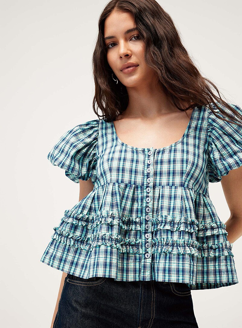 Summer Joy Checkered Blouse