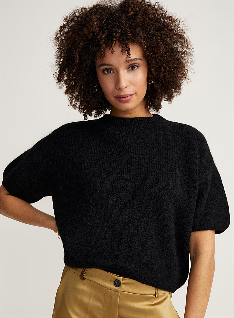 Contemporaine Black Mohair boxy-fit sweater for women
