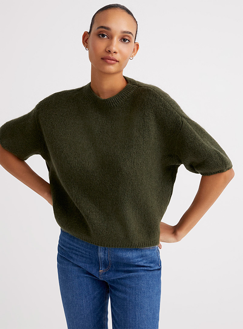 Contemporaine Khaki Mohair boxy-fit sweater for women