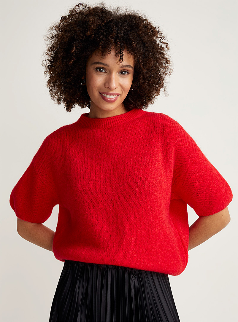 Contemporaine Ruby Red Mohair boxy-fit sweater for women